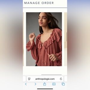 Anthropologie Dusty Rose Ruffle Top